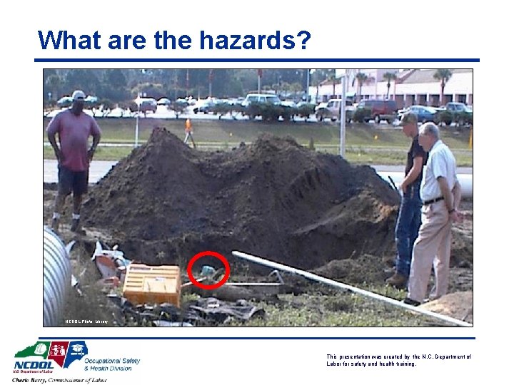 What are the hazards? NCDOL Photo Library This presentation was created by the N.