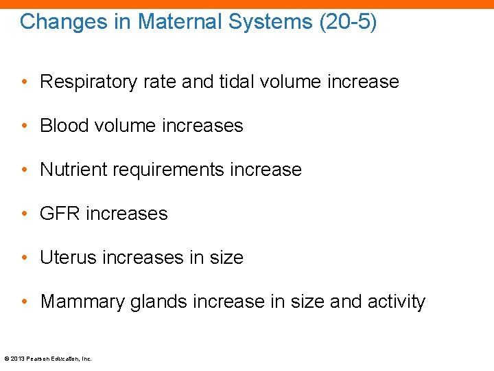 Changes in Maternal Systems (20 -5) • Respiratory rate and tidal volume increase •