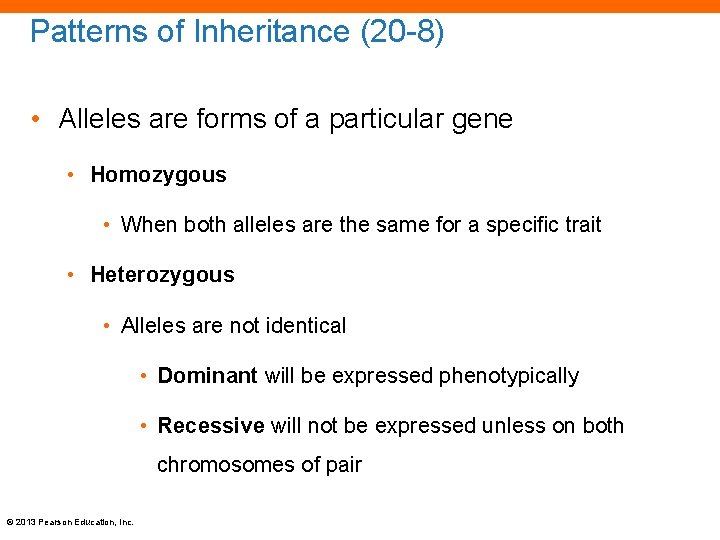 Patterns of Inheritance (20 -8) • Alleles are forms of a particular gene •