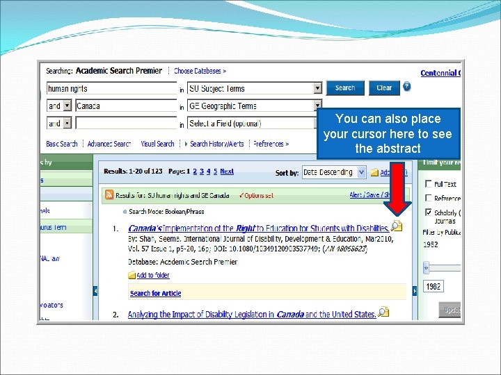 You can also place your cursor here to see the abstract 