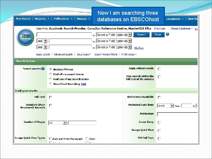 Now I am searching three databases on EBSCOhost 