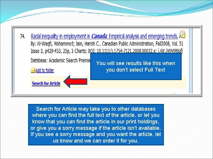 You will see results like this when you don’t select Full Text Search for