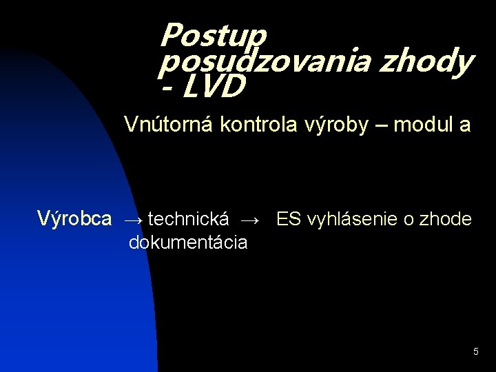 Postup posudzovania zhody - LVD Vnútorná kontrola výroby – modul a Výrobca → technická