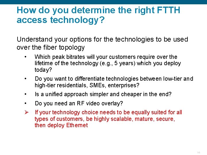 How do you determine the right FTTH access technology? Understand your options for the