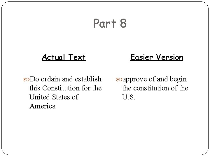 Part 8 Actual Text Easier Version Do ordain and establish approve of and begin