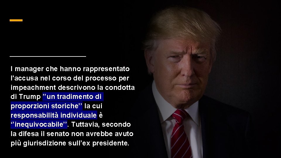 I manager che hanno rappresentato l'accusa nel corso del processo per impeachment descrivono la