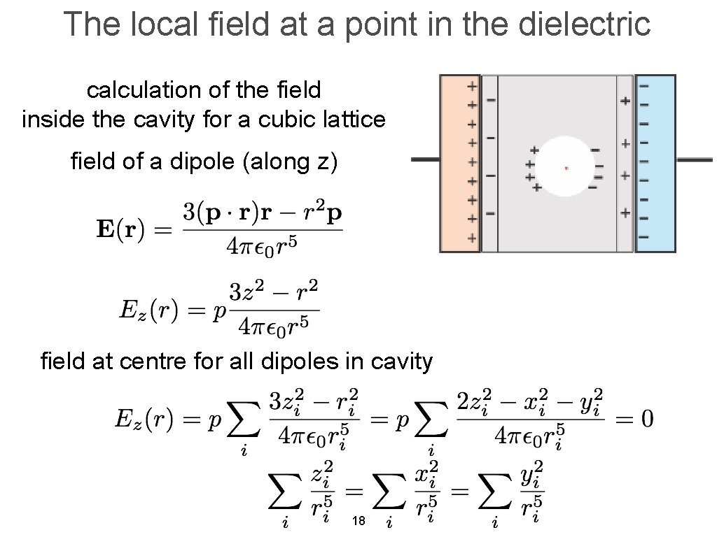 The local field at a point in the dielectric calculation of the field inside