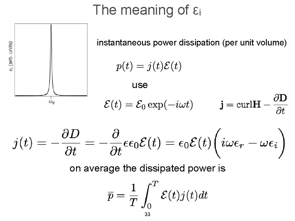 The meaning of εi instantaneous power dissipation (per unit volume) use on average the