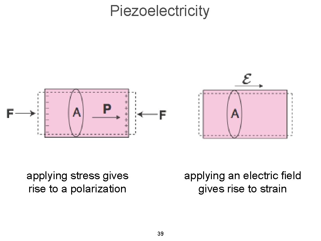 Piezoelectricity applying stress gives rise to a polarization applying an electric field gives rise