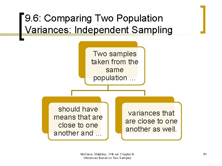 9. 6: Comparing Two Population Variances: Independent Sampling Two samples taken from the same