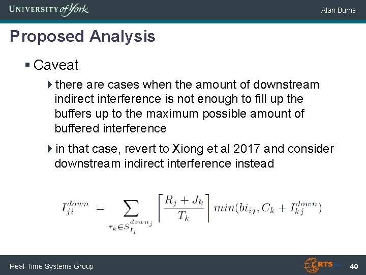 Alan Burns Proposed Analysis § Caveat 4 there are cases when the amount of