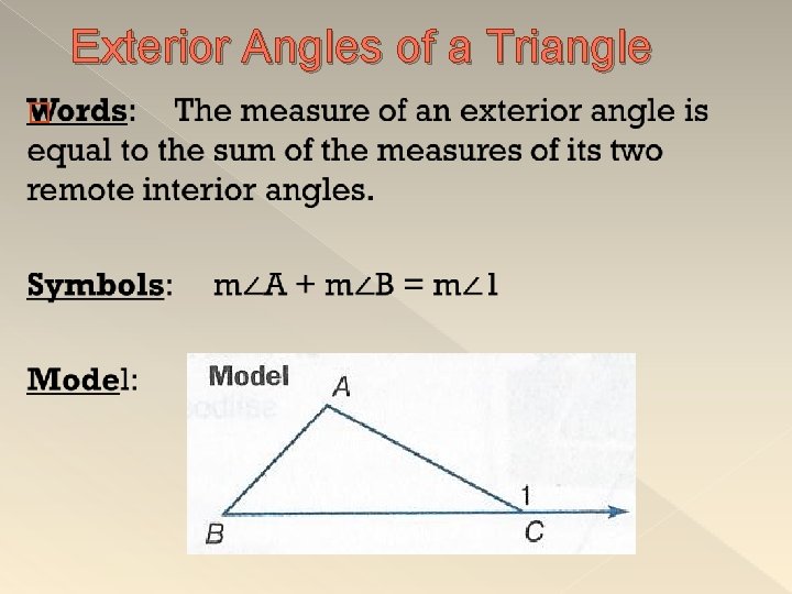 Exterior Angles of a Triangle � 