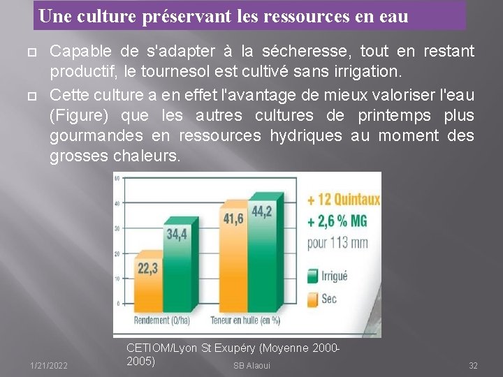 Une culture préservant les ressources en eau Capable de s'adapter à la sécheresse, tout