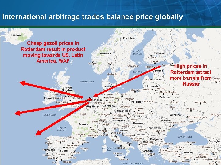 International arbitrage trades balance price globally Cheap gasoil prices in Rotterdam result in product