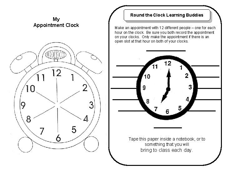 My Appointment Clock Round the Clock Learning Buddies Make an appointment with 12 different