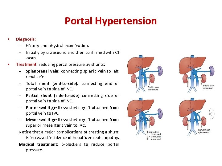 Portal Hypertension • • Diagnosis: – History and physical examination. – Initially by ultrasound
