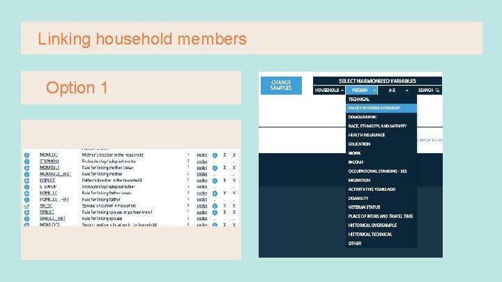 Linking household members Option 1 