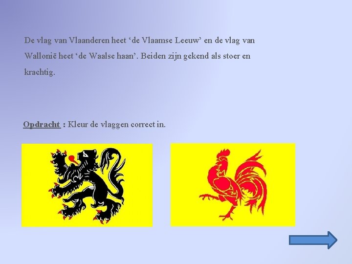 De vlag van Vlaanderen heet ‘de Vlaamse Leeuw’ en de vlag van Wallonië heet