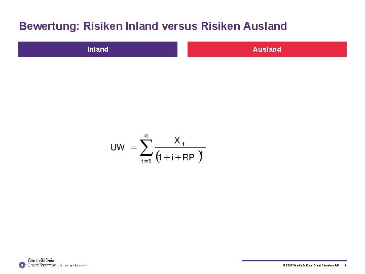 Bewertung: Risiken Inland versus Risiken Ausland Inland Ausland © 2017 Warth & Klein Grant