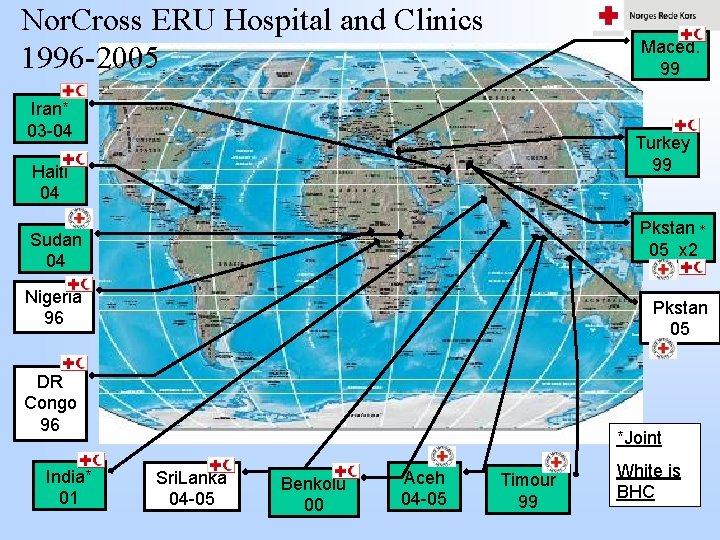 Nor. Cross ERU Hospital and Clinics 1996 -2005 Maced. 99 Iran* 03 -04 Turkey