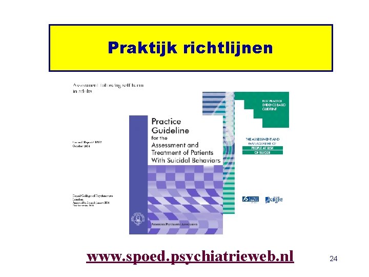 Praktijk richtlijnen www. spoed. psychiatrieweb. nl 24 