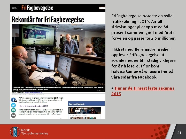 Fri. Fagbevegelse noterte en solid trafikkøkning i 2015. Antall sidevisninger gikk opp med 54