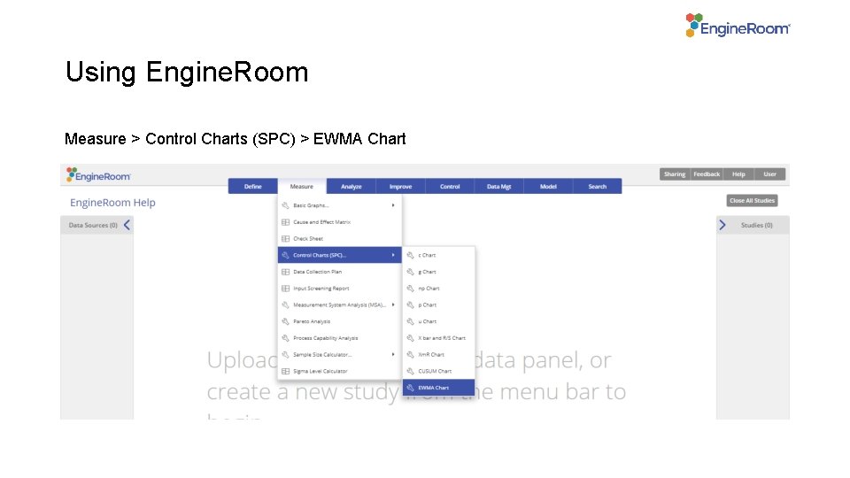 Using Engine. Room Measure > Control Charts (SPC) > EWMA Chart 