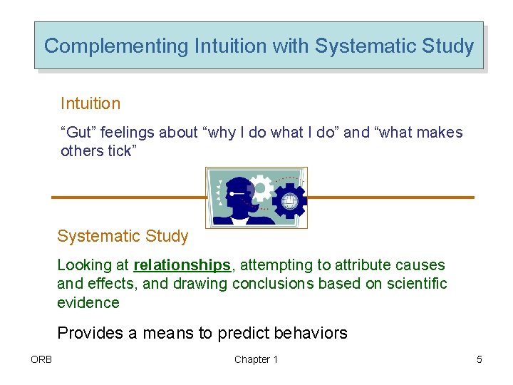 Complementing Intuition with Systematic Study Intuition “Gut” feelings about “why I do what I
