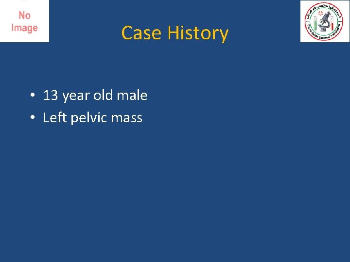 Case History • 13 year old male • Left pelvic mass 
