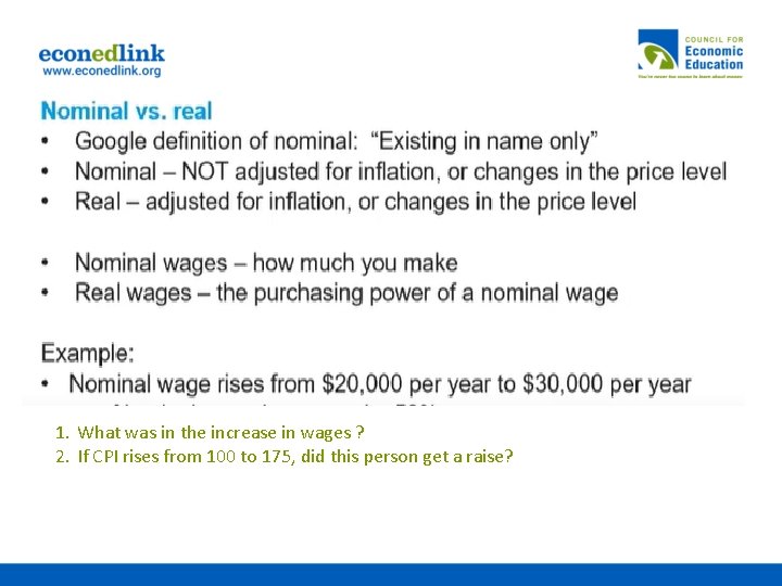 1. What was in the increase in wages ? 2. If CPI rises from