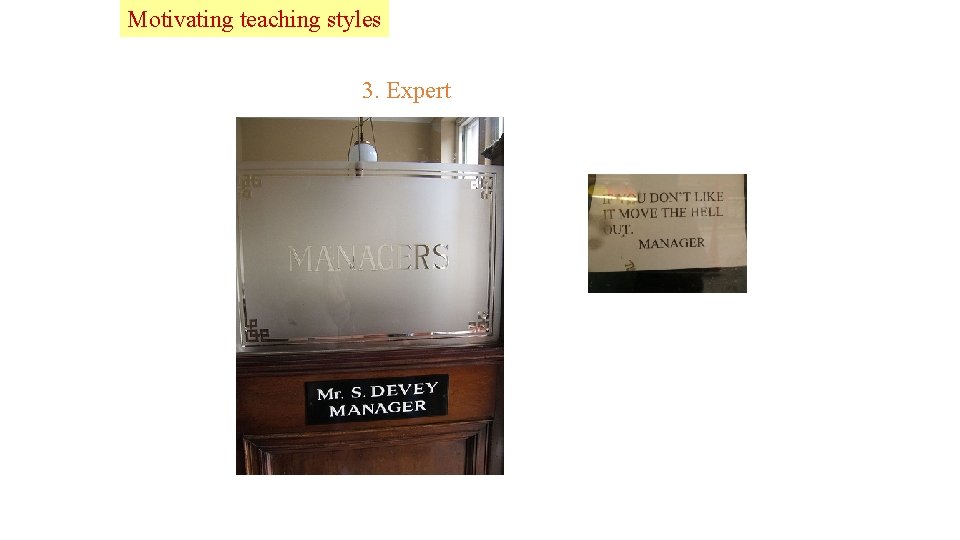 Lead Motivating teaching styles 3. Expert 