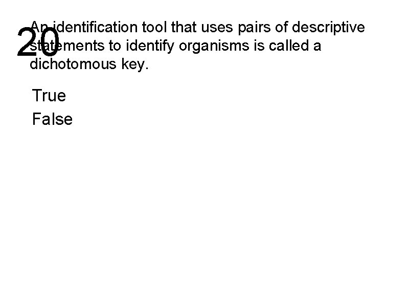 An identification tool that uses pairs of descriptive statements to identify organisms is called