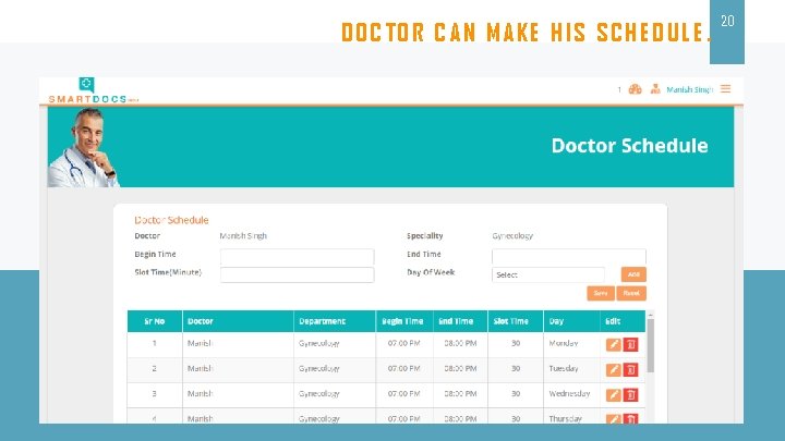 DOCTOR CAN MAKE HIS SCHEDULE. 20 