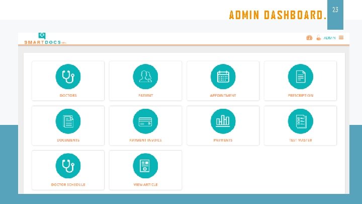 ADMIN DASHBOARD. 23 