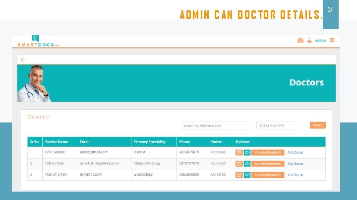 ADMIN CAN DOCTOR DETAILS. 24 