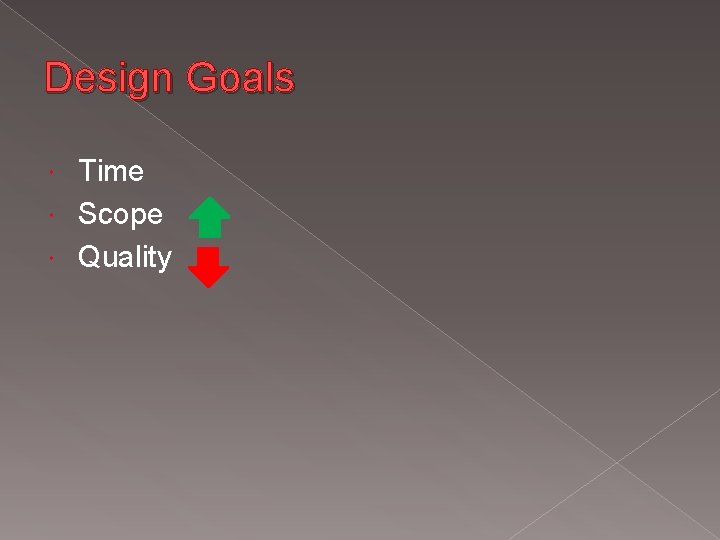Design Goals Time Scope Quality 