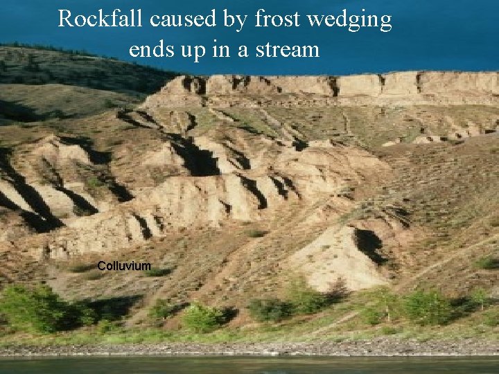Rockfall caused by frost wedging ends up in a stream Colluvium 