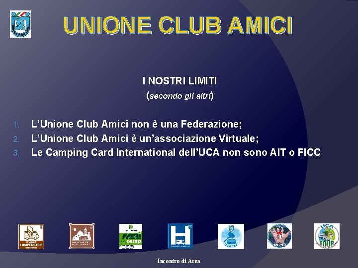 UNIONE CLUB AMICI I NOSTRI LIMITI (secondo gli altri) 1. 2. 3. L’Unione Club