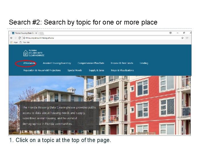 Search #2: Search by topic for one or more place 1. Click on a