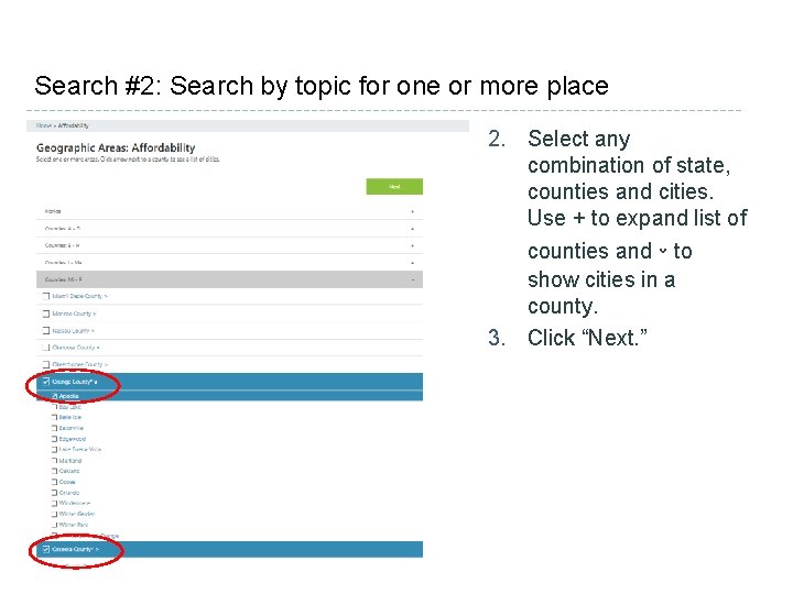 Search #2: Search by topic for one or more place 2. Select any combination