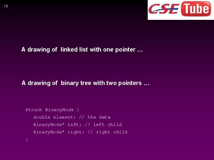 16 A drawing of linked list with one pointer … A drawing of binary