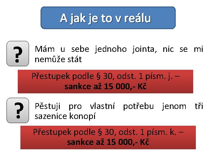 A jak je to v reálu ? Mám u sebe jednoho jointa, nic se