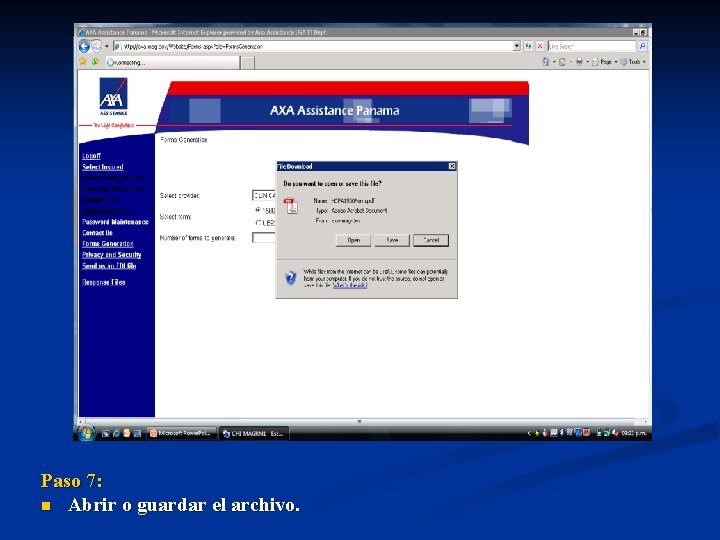 Paso 7: n Abrir o guardar el archivo. 