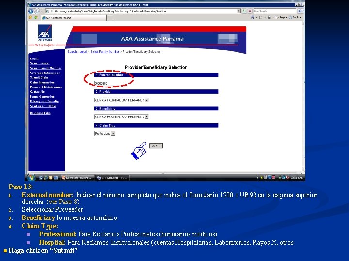 Paso 13: 1. External number: Indicar el número completo que indica el formulario 1500