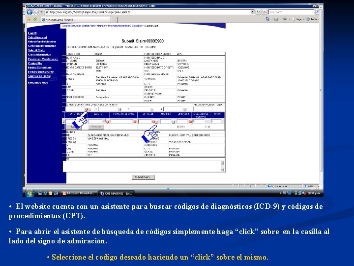 250 • El website cuenta con un asistente para buscar códigos de diagnósticos (ICD-9)