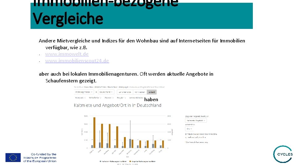 Immobilien-bezogene Vergleiche Andere Mietvergleiche und Indizes für den Wohnbau sind auf Internetseiten für Immobilien