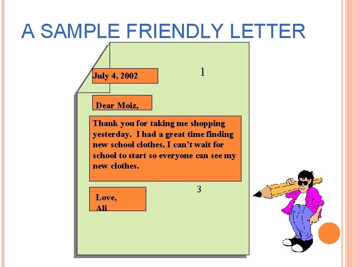 A SAMPLE FRIENDLY LETTER July 4, 2002 1 2 Dear Moiz, Thank you for