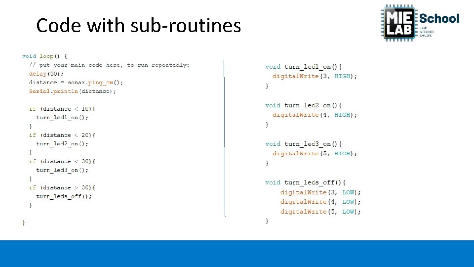 Code with sub-routines 