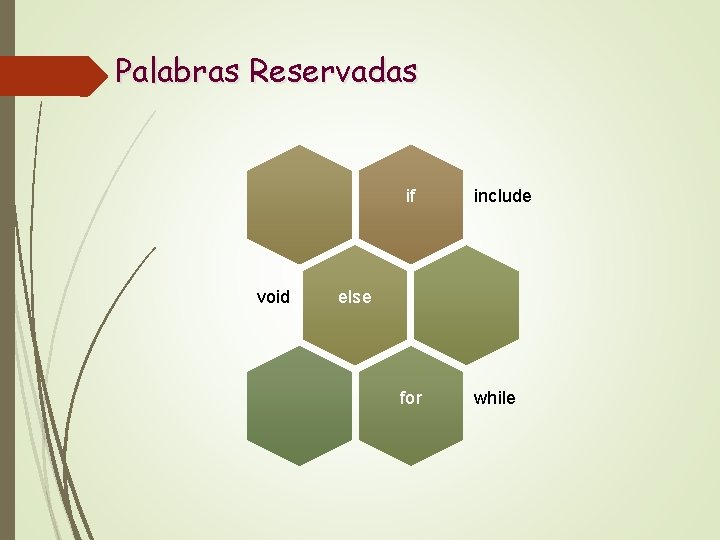 Palabras Reservadas if void include else for while 