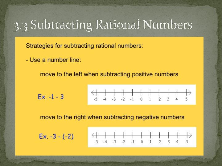 3. 3 Subtracting Rational Numbers 